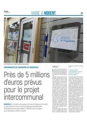Vivre à Nogent : Près de 5millions d'euros pour le projet intercommunal