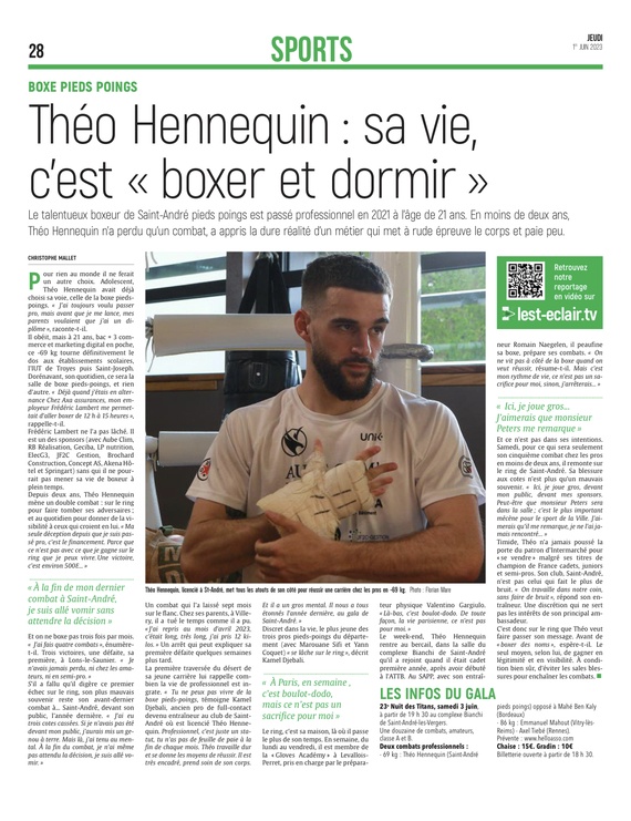 Théo Hennequin : sa vie, c’est «boxer et dormir»