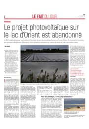Le projet de centrale photovoltaïque sur le lac d’Orient est abandonné