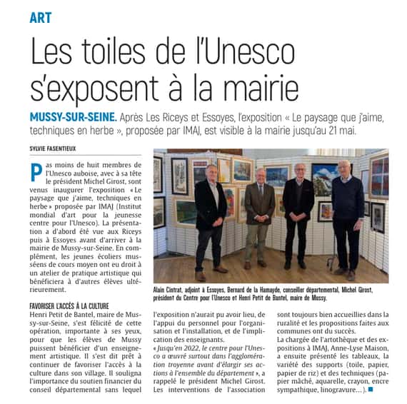 L’exposition du centre pour l’Unesco fait escale à Mussy-sur-Seine