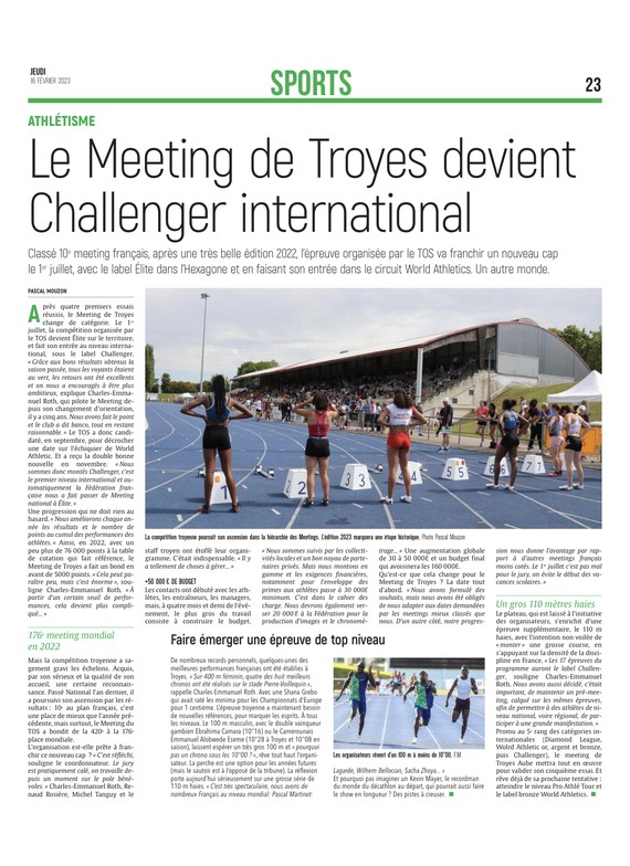 Le Meeting de Troyes devient Challenger international.