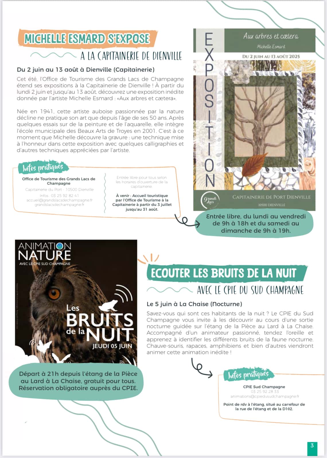 L'Office de Tourisme des Grands Lacs proposent ces évènements de la semaine