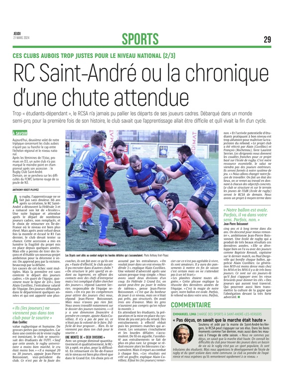 RC Saint-André ou la chronique d’une chute attendue