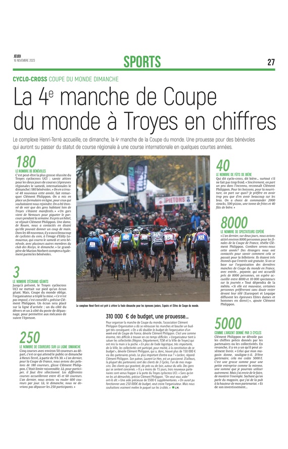 Cyclo-cross : La 4eme manche de Coupe du monde à Troyes en Chiffre