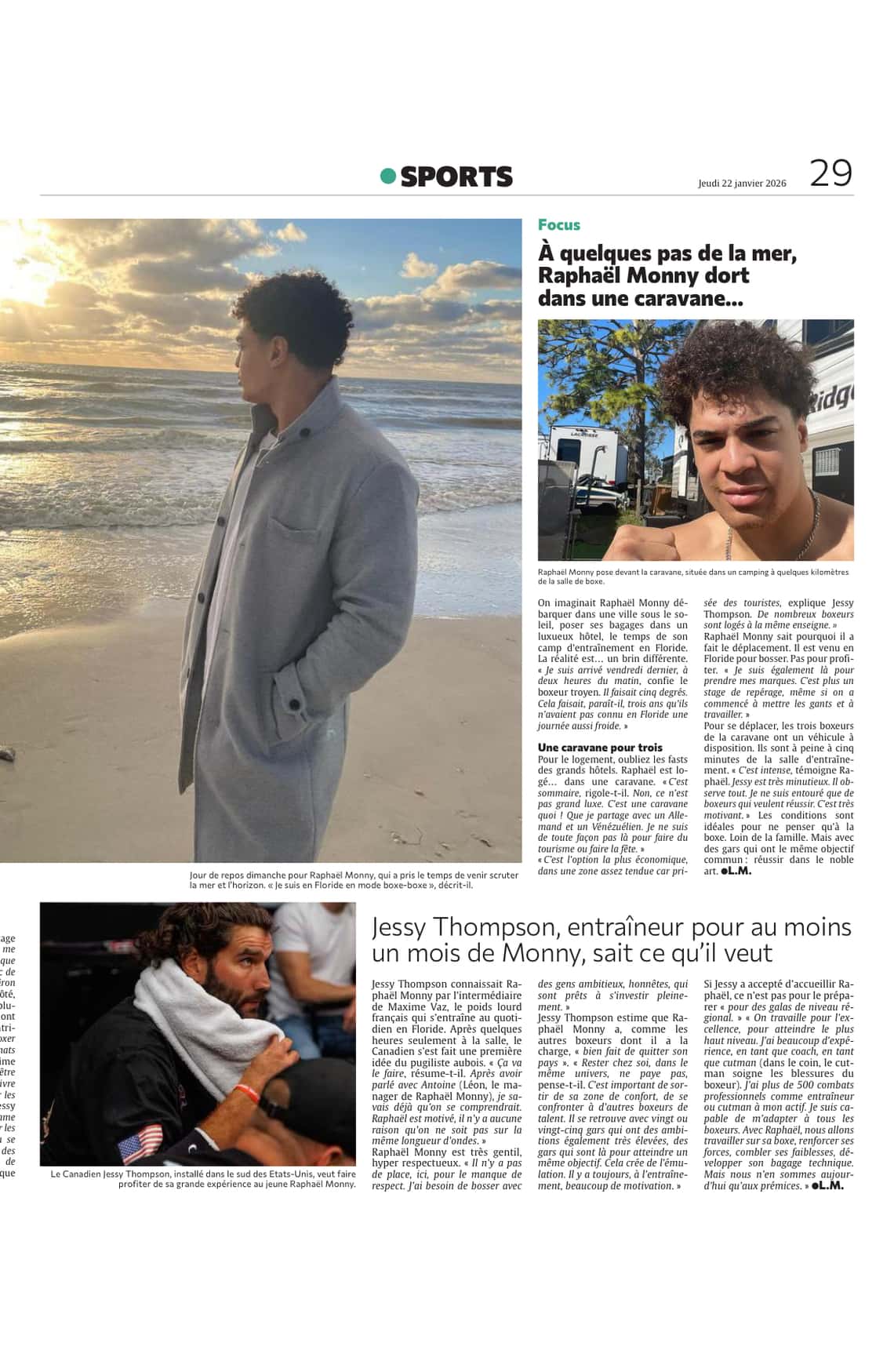 Le boxeur troyen Raphaël Monny a posé ses bagages en Floride...