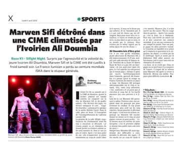 Marwen Sifi malheureusement détrôné ....