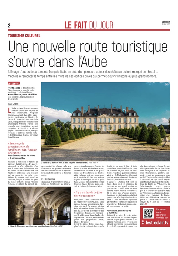 Une nouvelle route touristique s’ouvre dans l’Aube