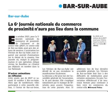 La 6° Journée nationale du commerce de proximité n'aura pas lieu dans la commune