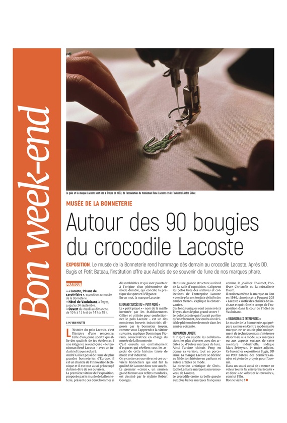 Les 90 bougies du crocodile Lacoste au Musée de la bonneterie