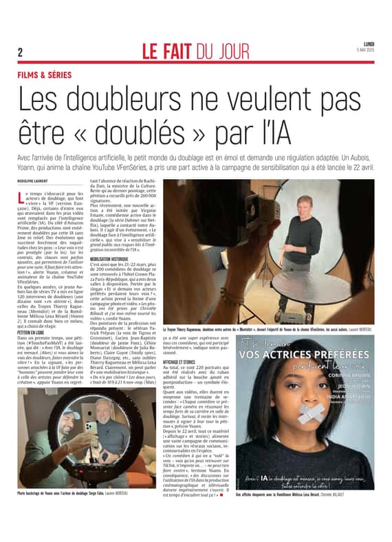 Les doubleurs ne veulent pas être « doublés » par L'IA