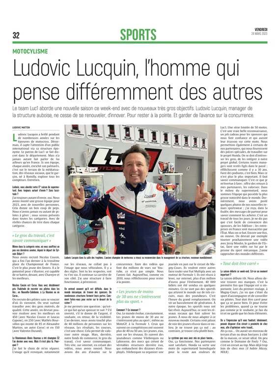 Motocyclisme : Ludovic Lucquin, l’homme qui pense différemment des autres