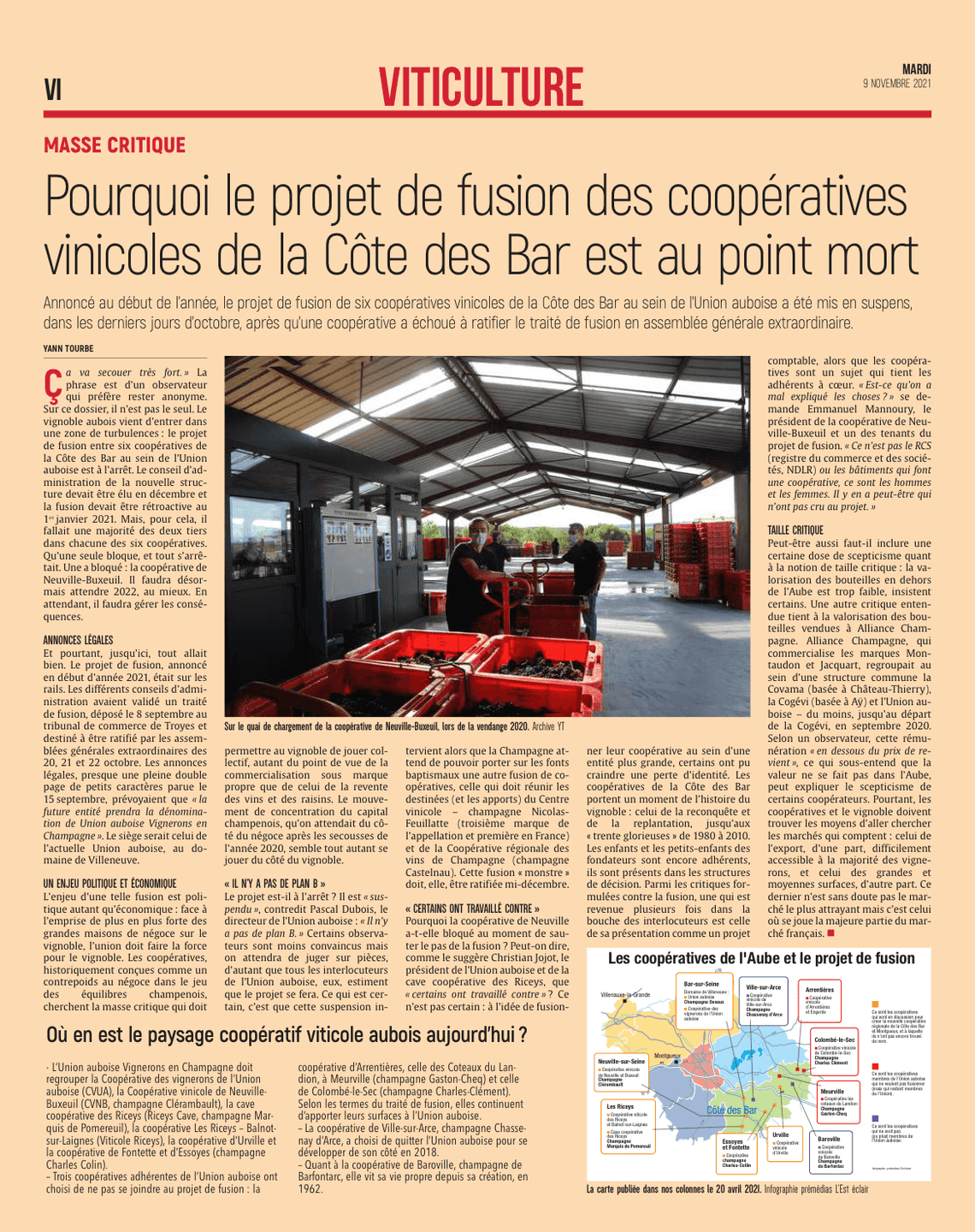 Projet de fusion des coopératives vinicoles de la Côte des Bar