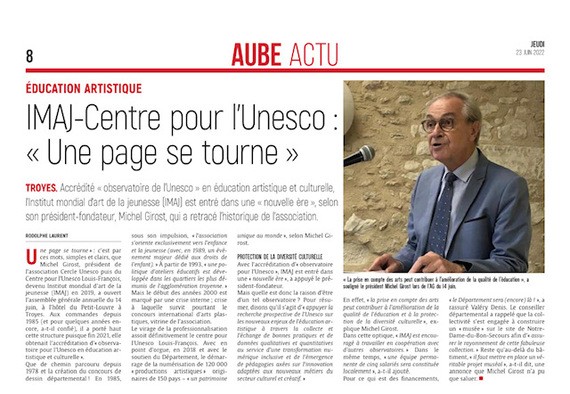 IMAJ – Centre pour l’Unesco : « Une page se tourne »