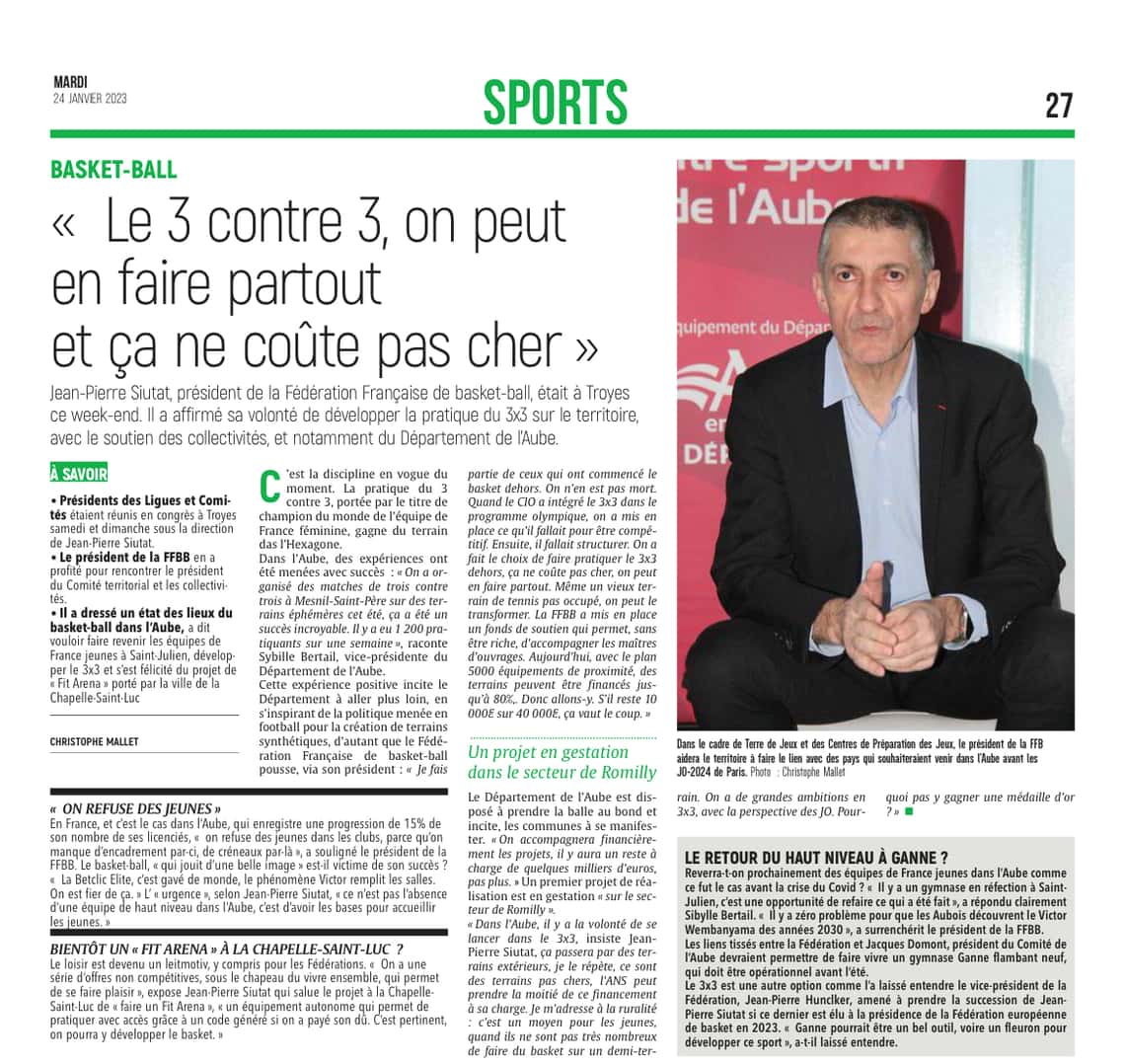 Siutat: « Le 3 contre 3, on peut en faire partout et ça ne coûte pas cher »