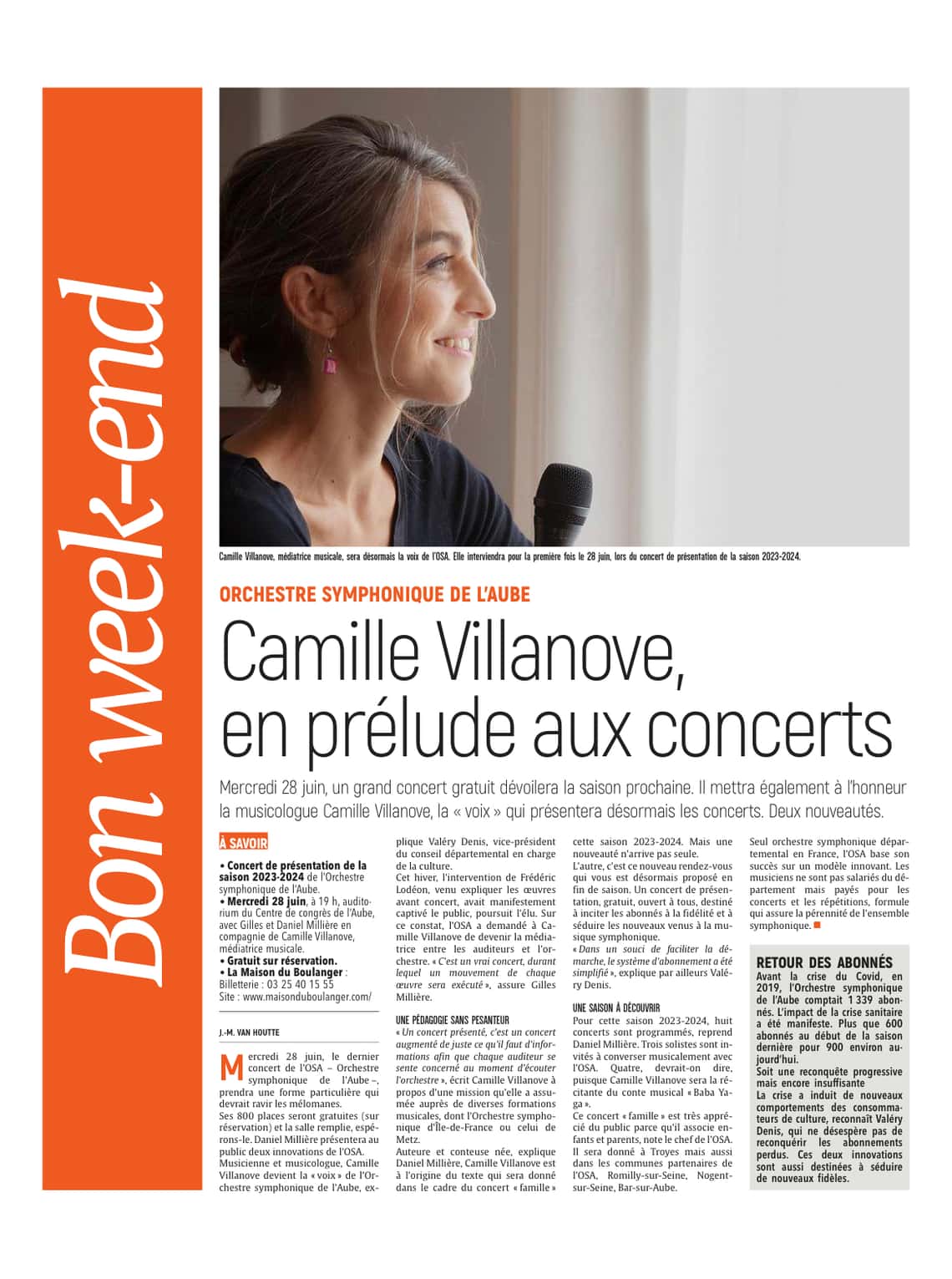 Camille Villanove, en prélude aux concerts