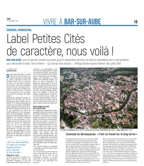 Label Petites Cité de caractère, Bar-sur-Aube arrive!