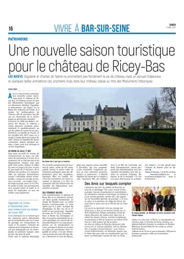 Une nouvelle saison touristique pour le château de Ricey-Bas