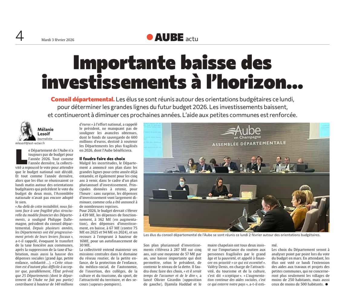 Importante baisse des investissements à l'horizon...