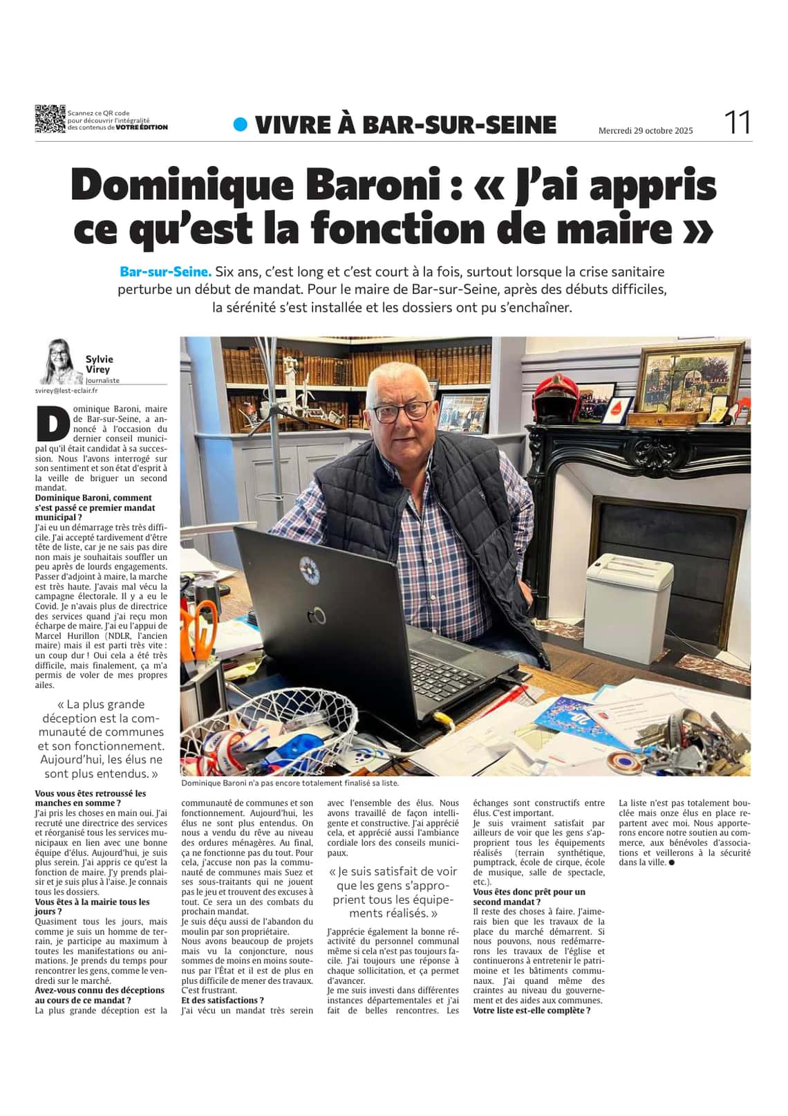 Dominique Baroni : « J’ai appris ce qu’est la fonction de maire »