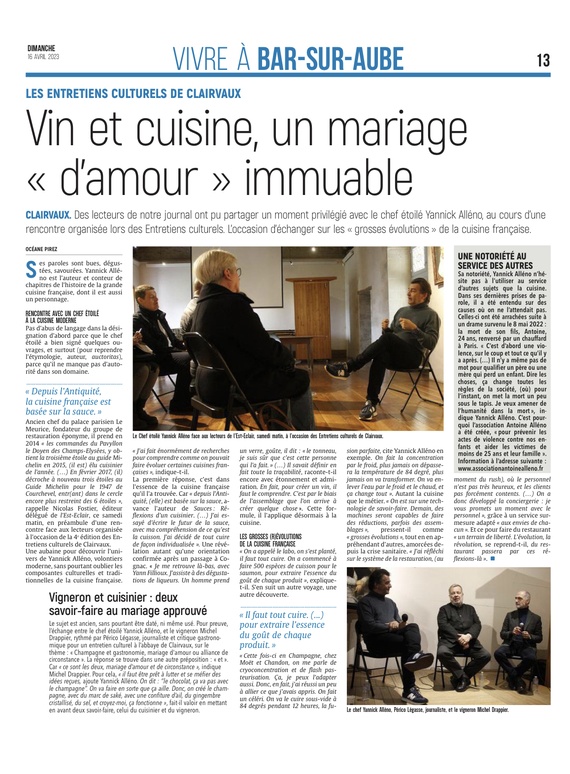 Vin et cuisine, un mariage « d’amour » immuable.