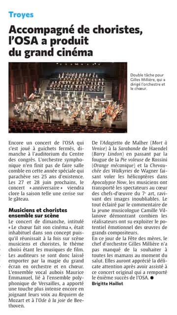 Accompagné de choristes, l'OSA a produit du grand cinéma !