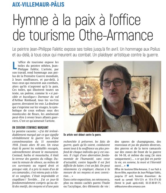 Hymne à la paix à l’office de tourisme Othe-Armance