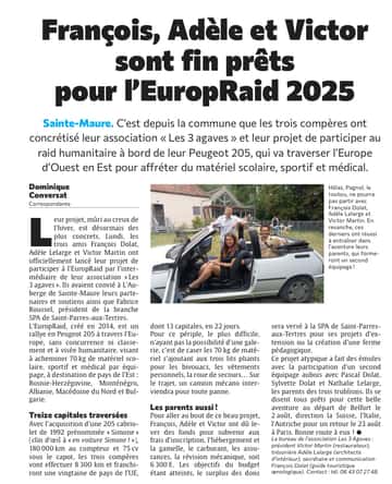 Les Aubois François, Adèle et Victor sont fin prêts pour l’EuropRaid 2025 !