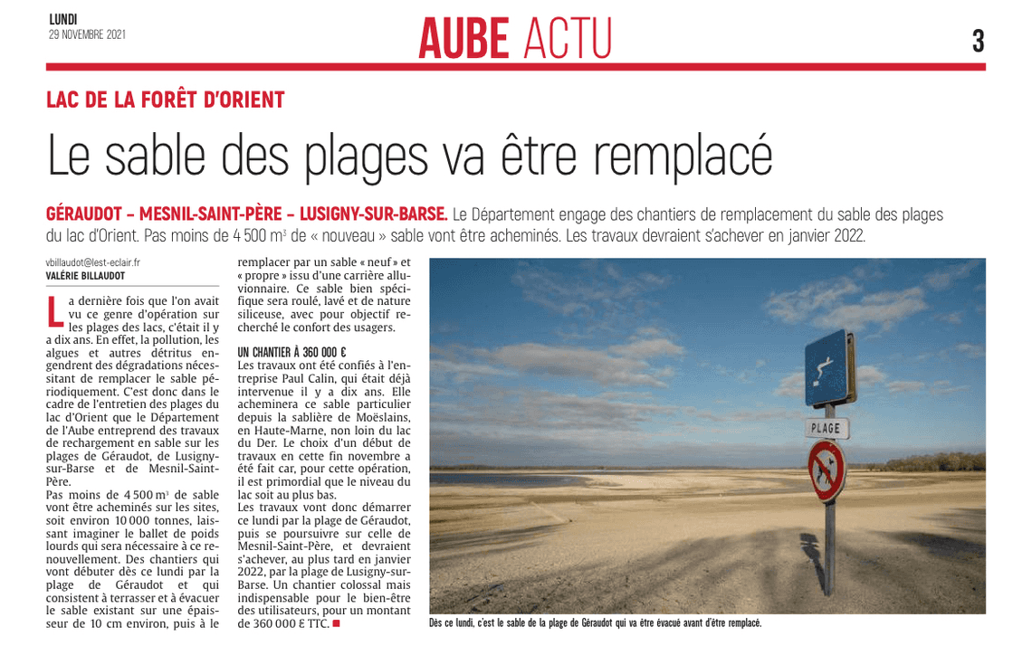 Le sable des plages va être remplacé.