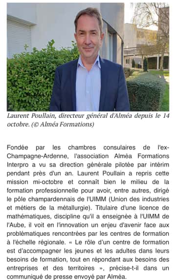 Laurent Poullain, directeur général d'Alméa depuis le 14 Octobre