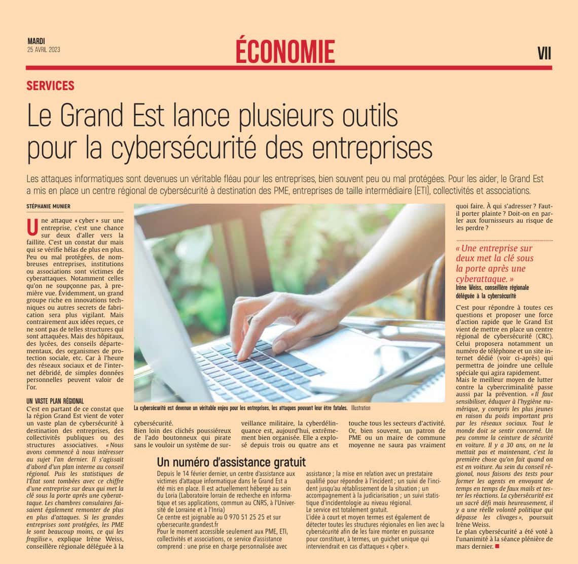 Le Grand Est lance plusieurs outils pour la cybersécurité des entreprises.
