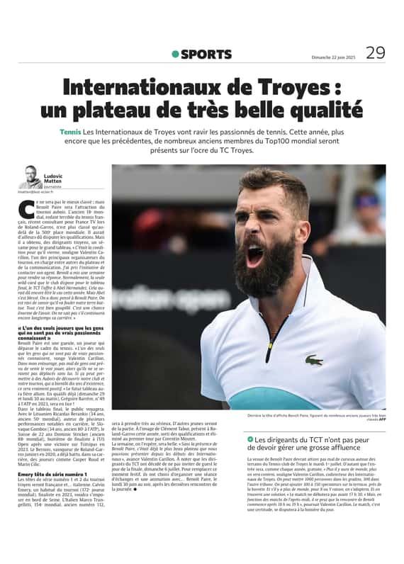 Internationaux de tennis de Troyes : un plateau de très belle qualité !