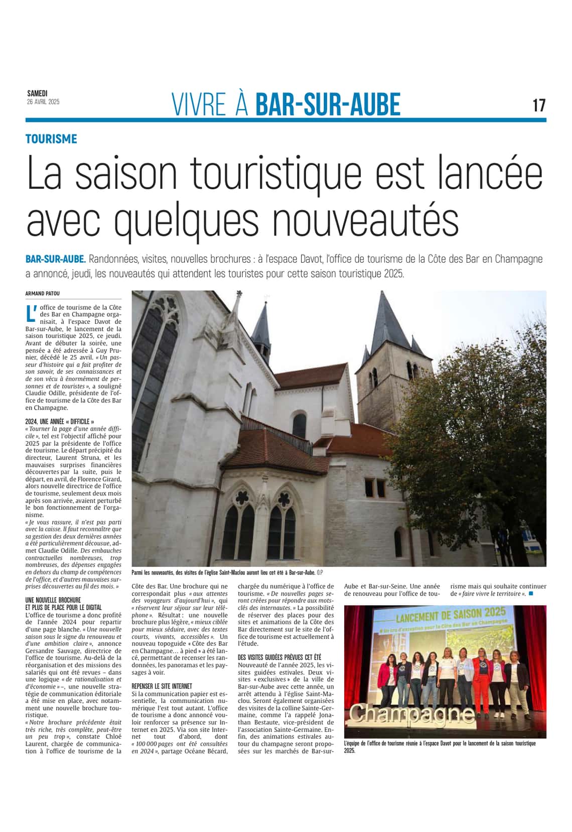 L’office de tourisme de la Côte des Bar en Champagne lance la saison 2025