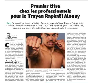 Premier titre chez les professionnels pour le Troyen Raphaël Monny