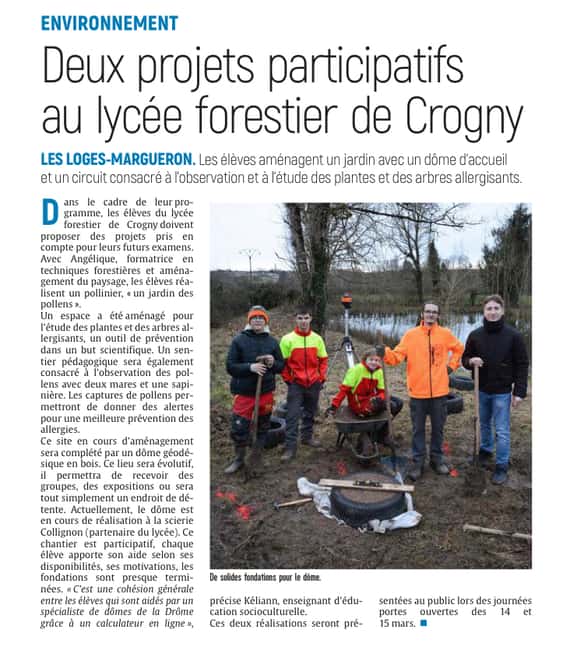 Deux projets participatifs des élèves du lycée forestier de Crogny