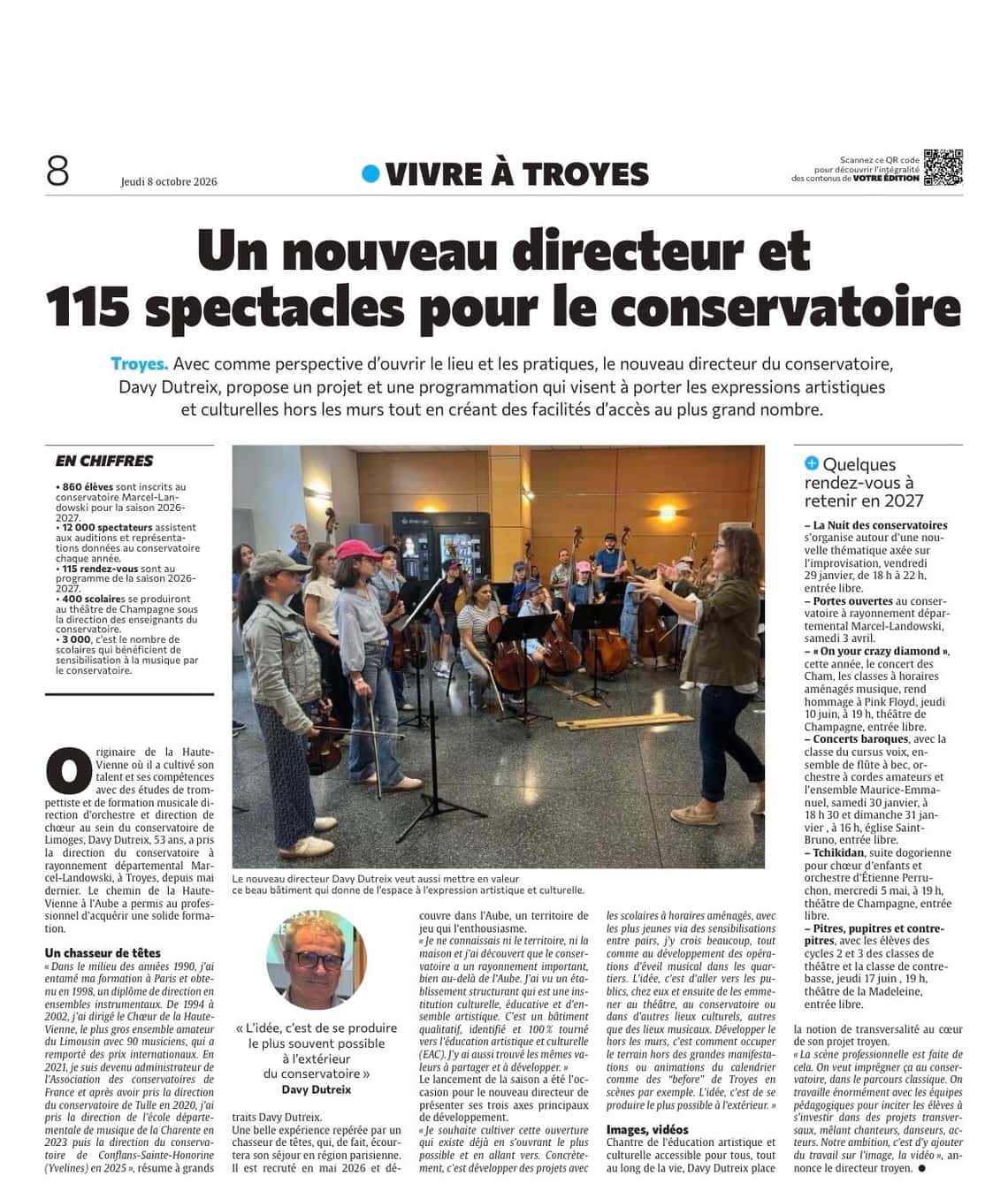 Un nouveau directeur et 115 spectacles pour le conservatoire