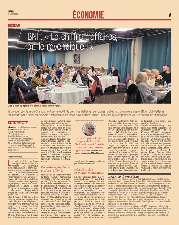 BNI: Le chiffre d'affaires on le revendique !