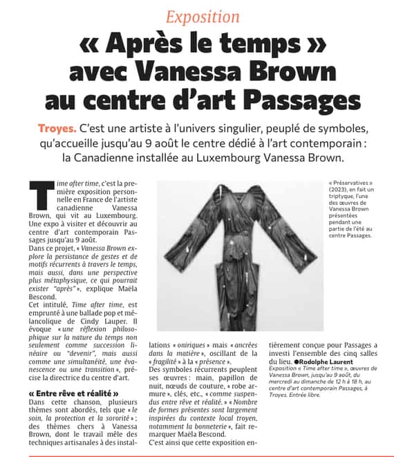 « Après le temps », une exposition avec Vanessa Brown