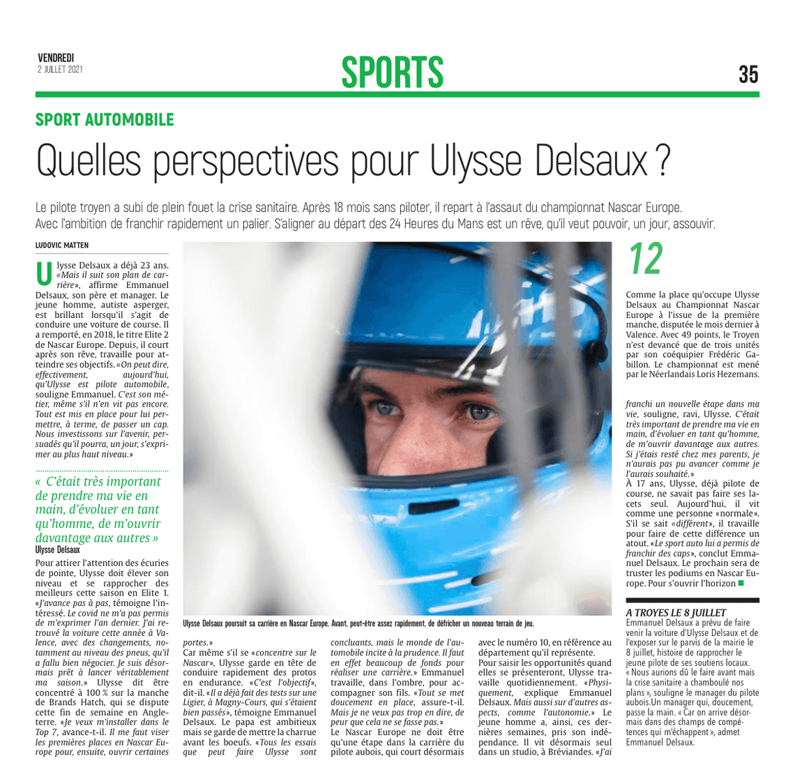 De nombreuses perspectives pour Ulysse Delsaux.