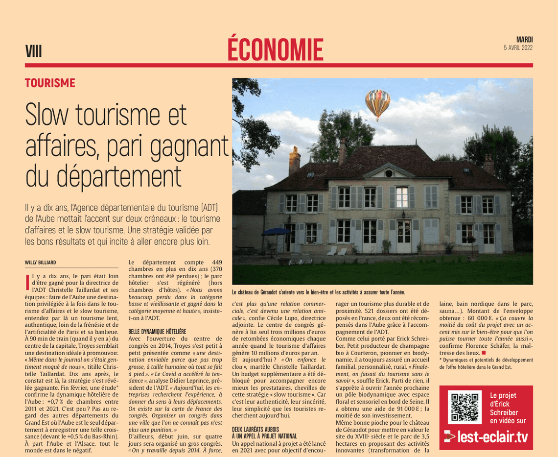 Slow tourisme et affaires, pari gagnant du département.