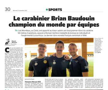 Le carabinier Brian Baudouin champion du monde par équipe