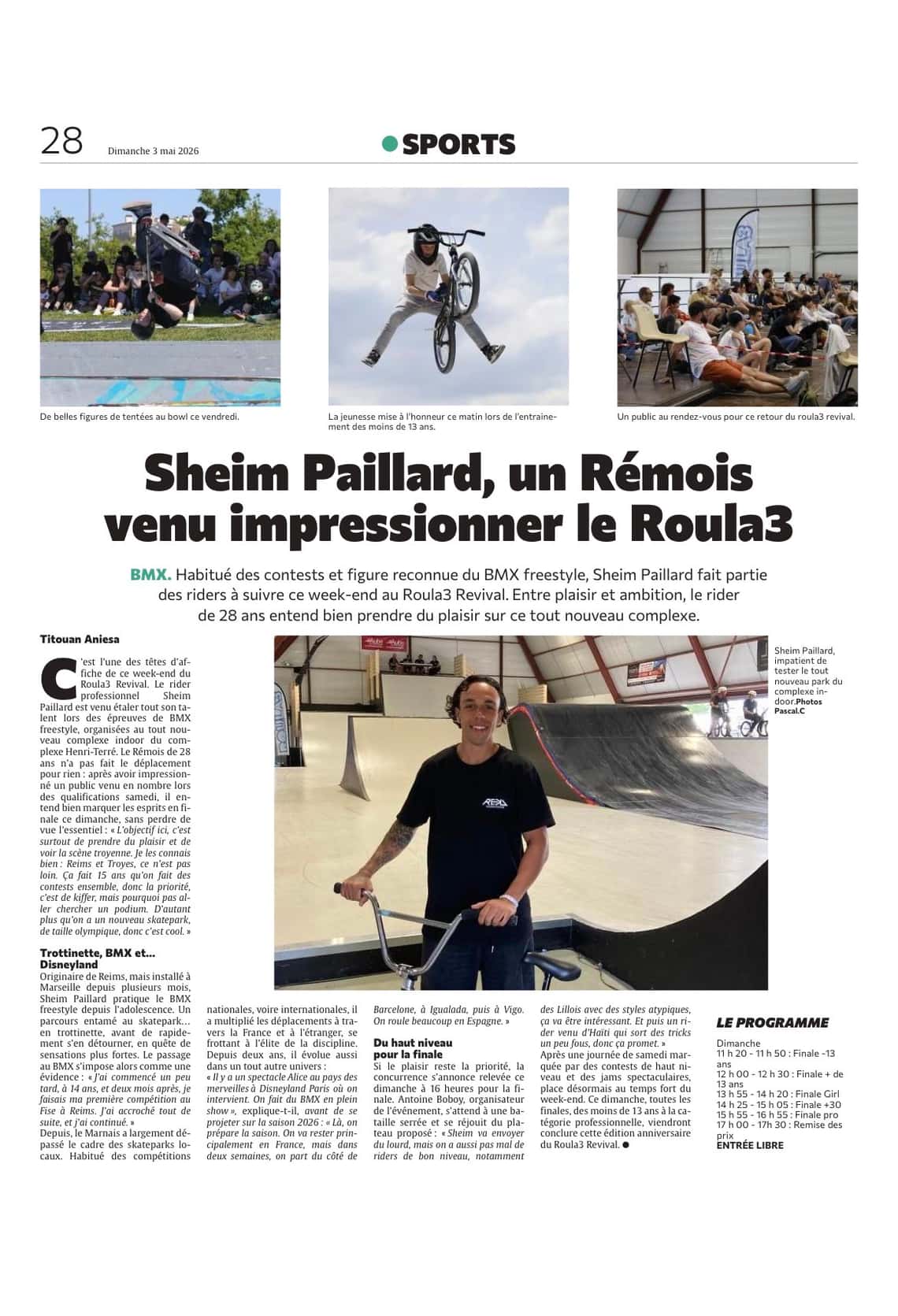 Sheim Paillard, un Rémois venu impressionner le Roula3