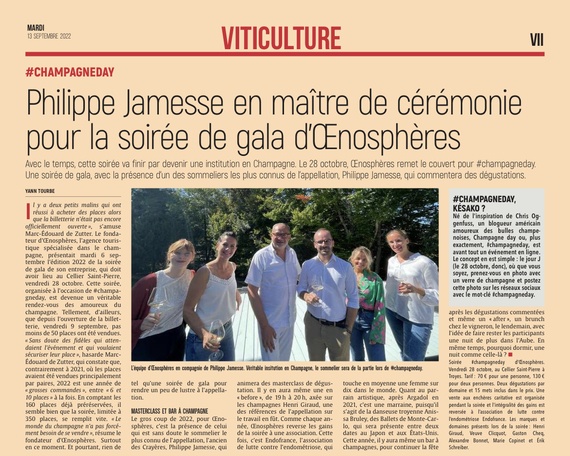 Philippe Jamesse en maître de cérémonie pour la soirée d'Oenosphères.