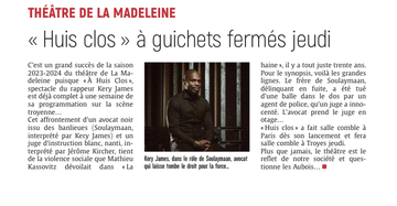 Programmation La Madeleine : À Huis Clos. ( à guichets fermés)
