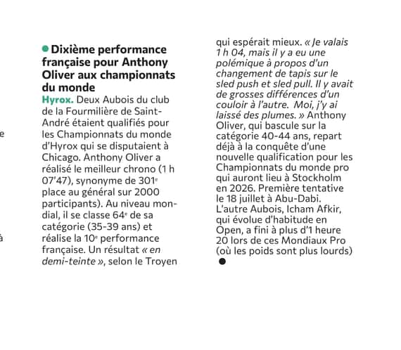 Dixième performance française pour Anthony Oliver aux championnats du monde