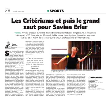 Les critériums et puis le grand saut pour Savine Erler