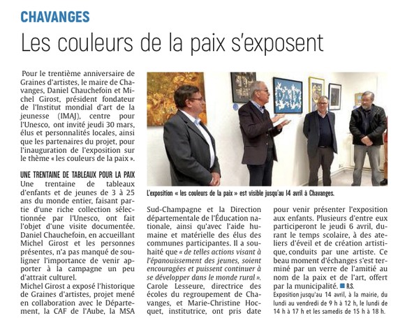 «Les Couleurs de la Paix» s'exposent