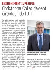 Christophe Collet devient directeur de l’UTT de Troyes