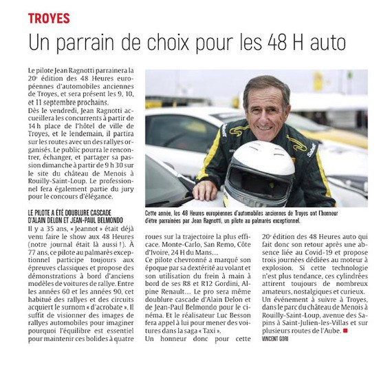 Jean Ragnotti, un parrain de choix pour les 48H Auto à Troyes.