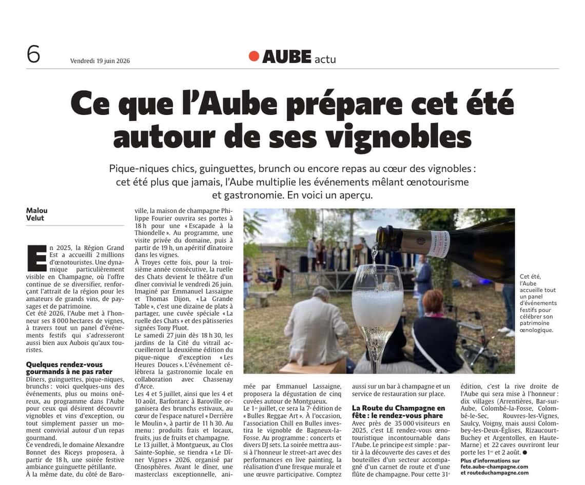 Ce que l'Aube prépare cet été autour de ses vignobles !