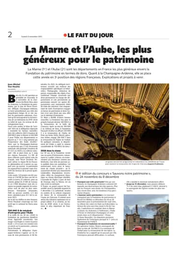 La Marne et l’Aube, départements les plus généreux de France pour le patrimoine